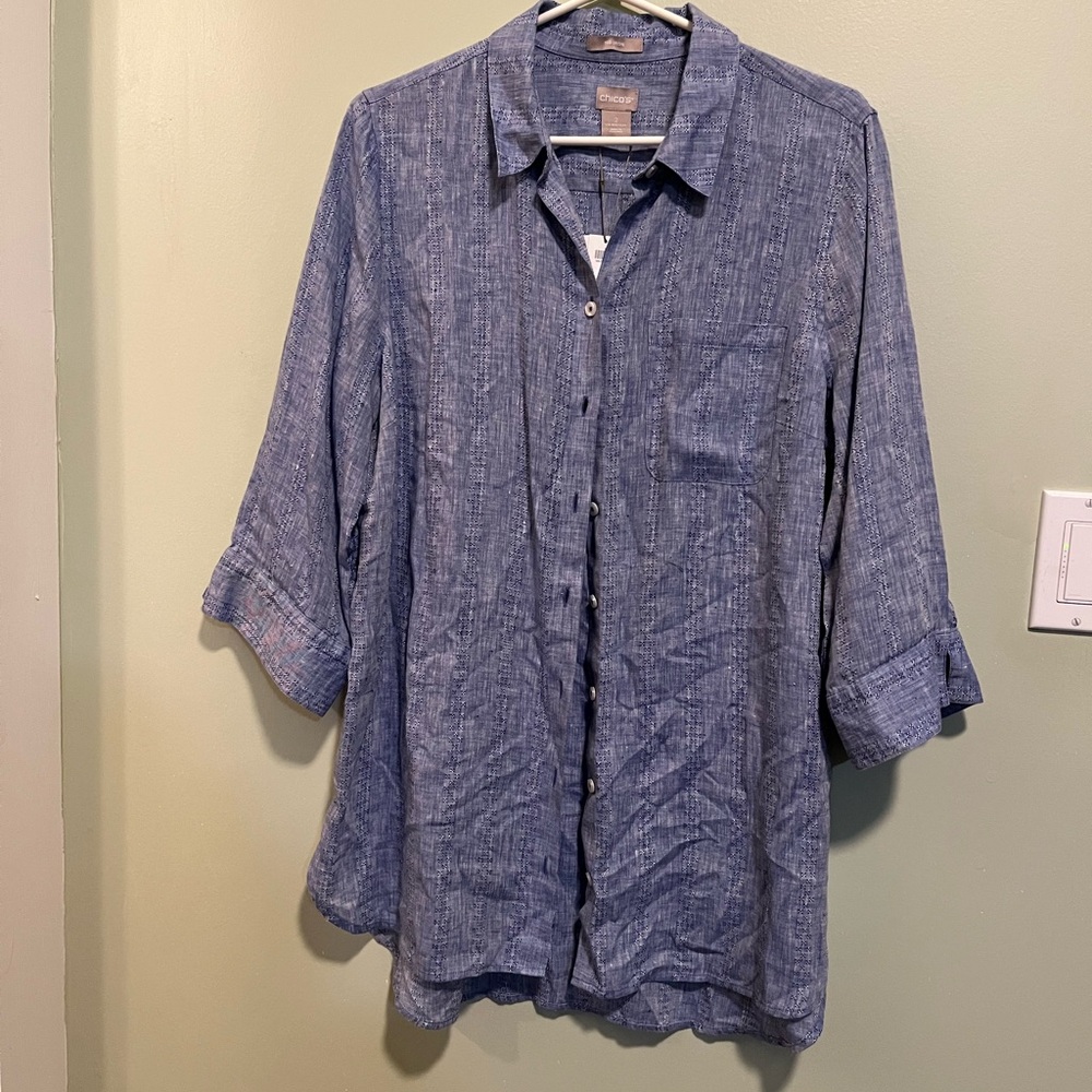 Chico's no iron linen tunic size 2